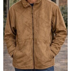 Trump Plaza Jacket Coat Men's Size M Brown Suede Leather Sherpa Lined